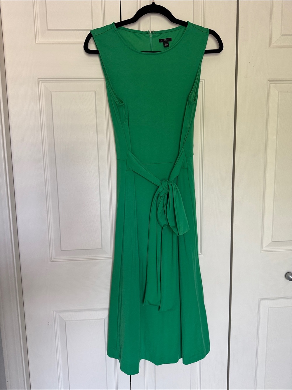 Ann Taylor Emerald Green Sleeveless Tie-Waist Midi Dress
